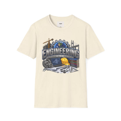 Engineering Graphic T-Shirt — STEM Design with Tools, Globe & 'Engineering' Text