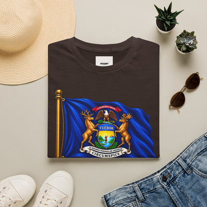 Michigan State Flag T-Shirt — Vintage State Seal Tee (TUEBOR)
