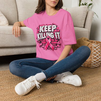 Keep Killing It pink ribbon T-Shirt | Breast Cancer Awareness, Motivational Graphic