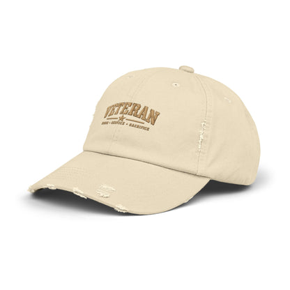 Veteran Distressed Cap — Honor Courage Sacrifice Embroidered Hat
