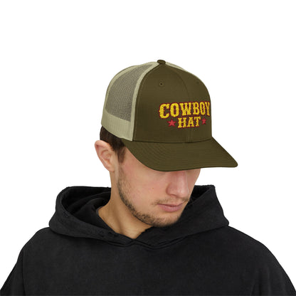 Cowboy Hat Snapback Trucker Cap – Western Rodeo Mesh Back Hat