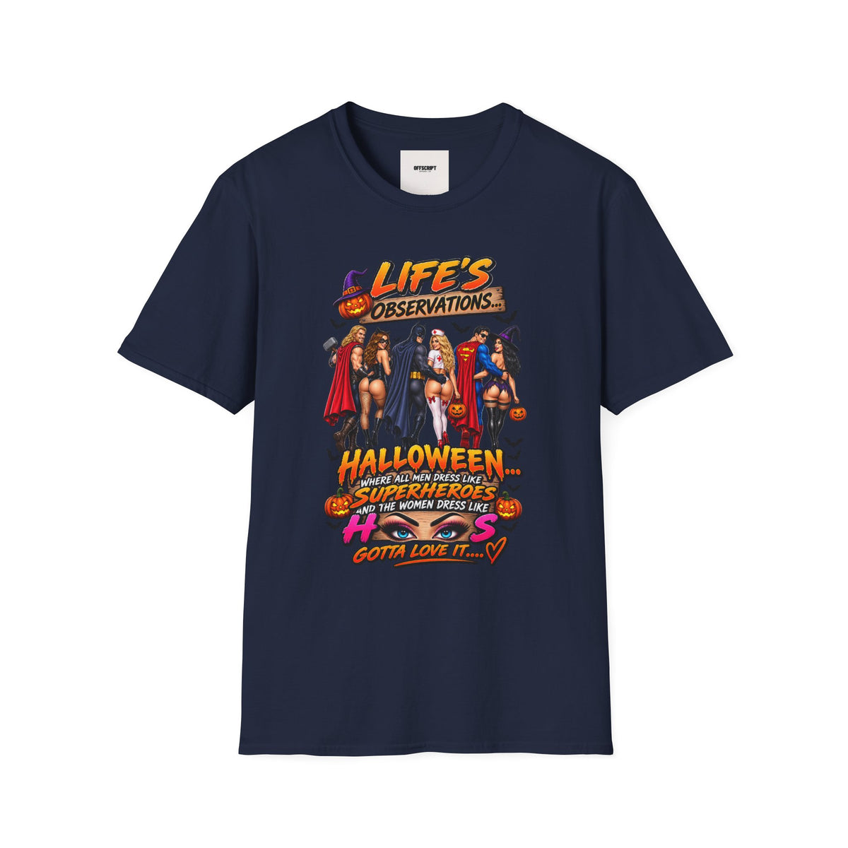 Halloween Superhero Pinup T-Shirt — "Life's Observations" Graphic Tee