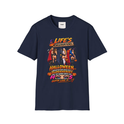 Halloween Superhero Pinup T-Shirt — "Life's Observations" Graphic Tee