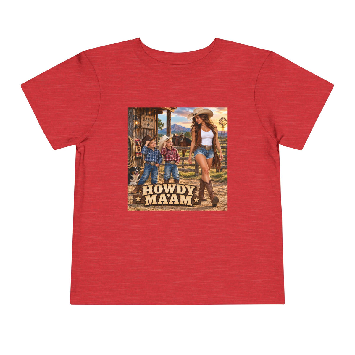 Toddler Tee — "Howdy Ma'am" Cowgirl Graphic Kids Shirt