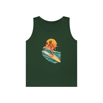 Surfing Sunset Tank — Retro Surfer Graphic Tank Top