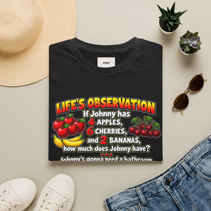 Life’s Observation Fruit Puzzle T-Shirt — Funny Johnny Math Joke Tee