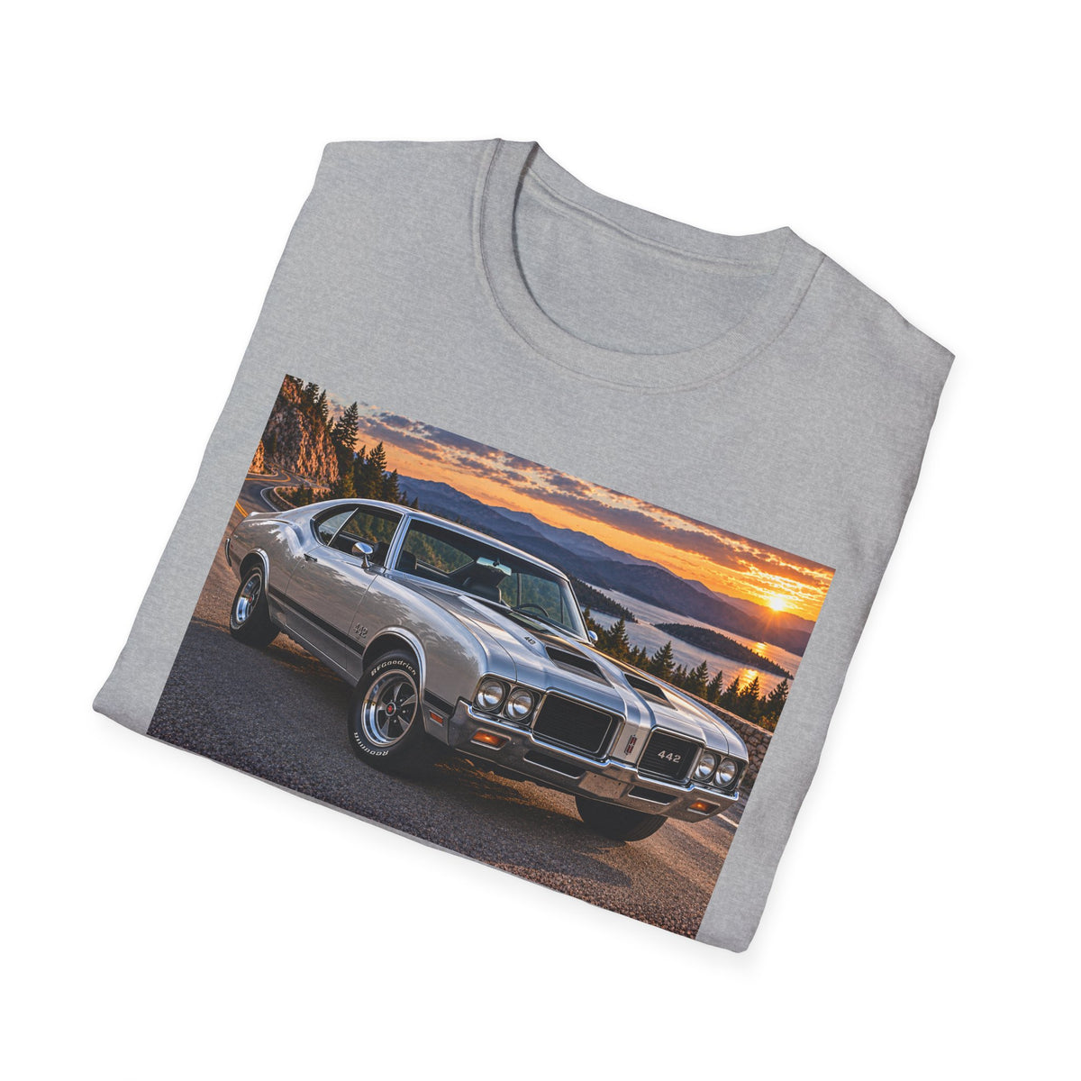 Classic Muscle Car T-Shirt – Vintage Oldsmobile Sunset Graphic Tee