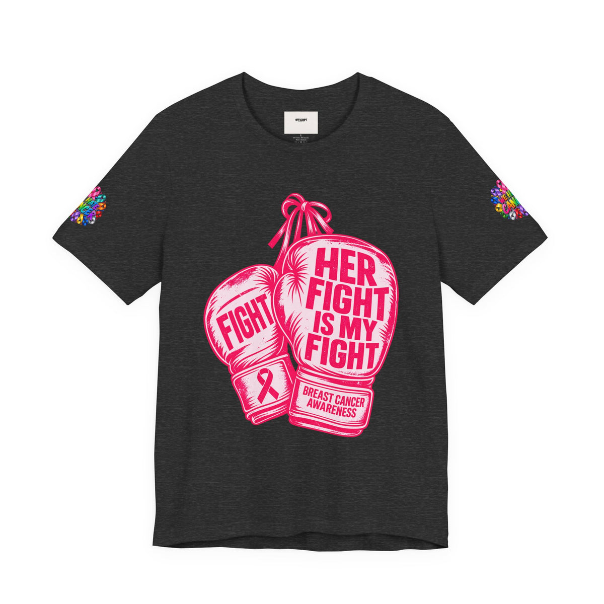 Breast Cancer Awareness Tee – “Her Fight Is My Fight” Boxing Gloves T-Shirt