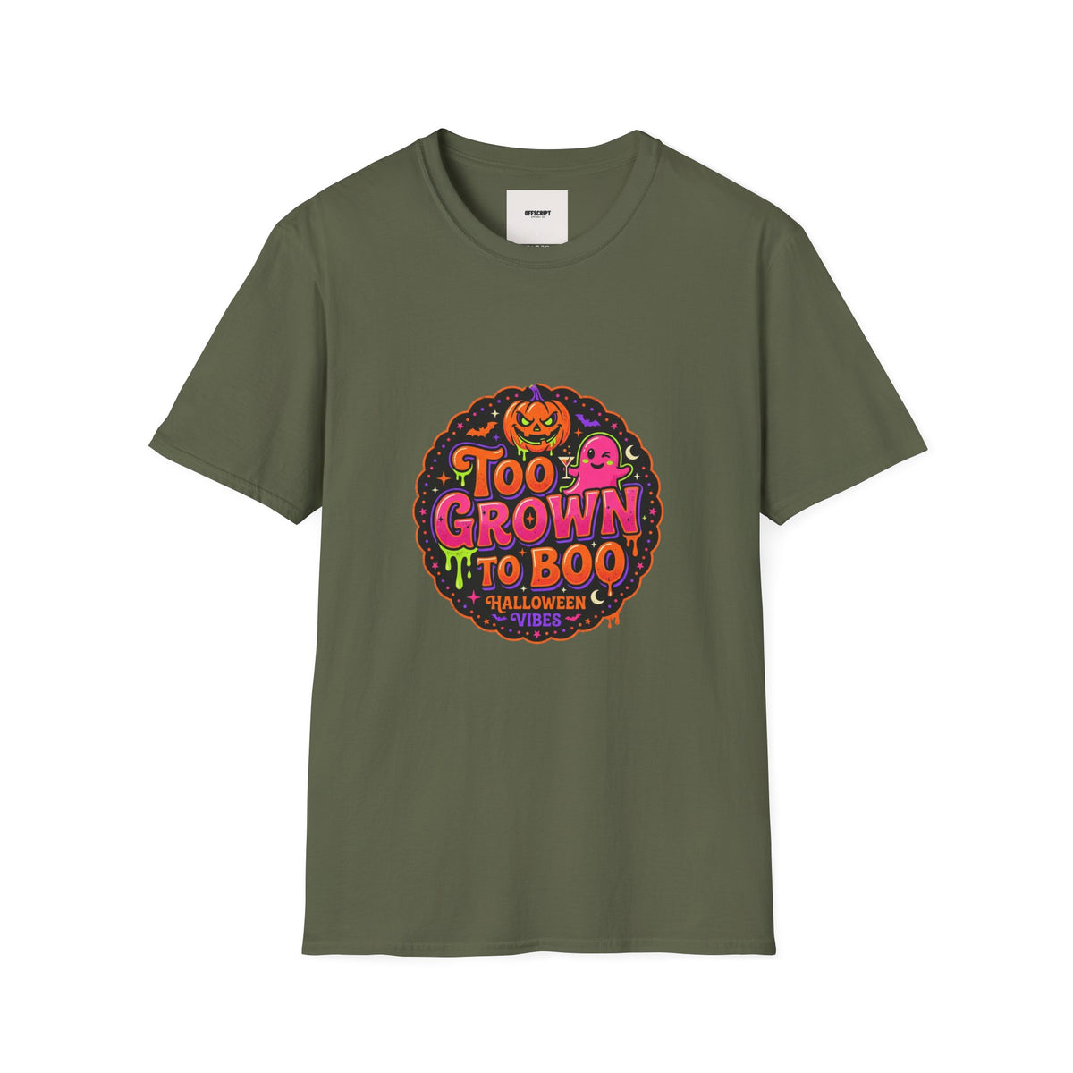 Too Grown to Boo Halloween T-Shirt — Funny Pumpkin & Ghost Graphic Tee
