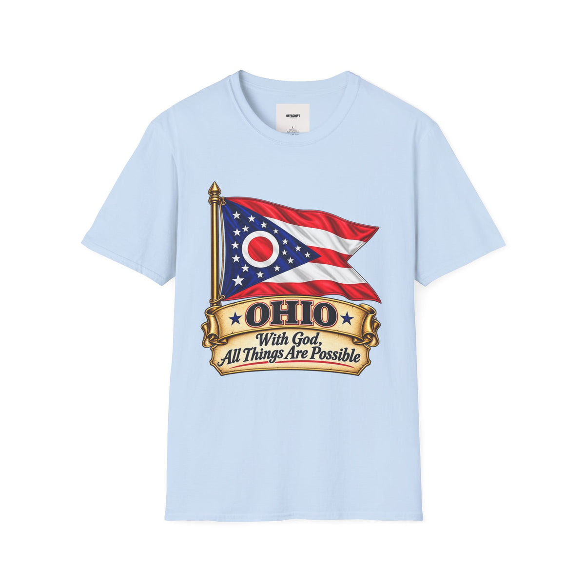 Ohio Flag T-Shirt — "With God All Things Are Possible" Patriotic Tee