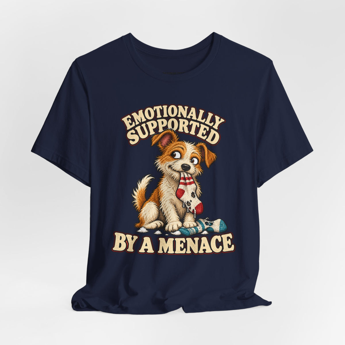 Emotionally Supported by a Menace Tee — Cute Puppy Graphic T‑Shirt