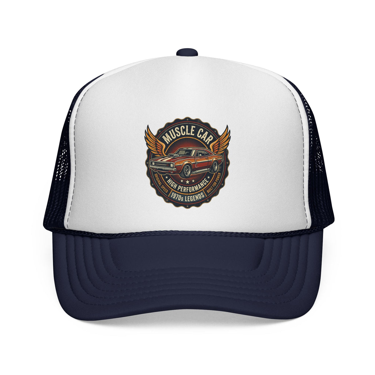 Muscle Car Emblem Trucker Cap | Vintage Hotrod Logo