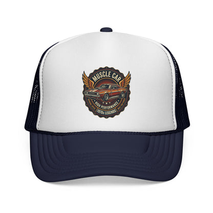 Muscle Car Emblem Trucker Cap | Vintage Hotrod Logo