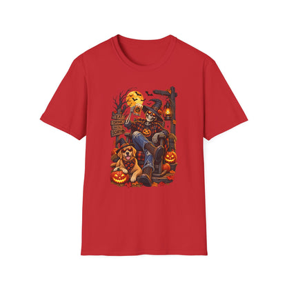 Halloween Skeleton Lounge T-Shirt — "Eat Drink & Be Scary" Graphic Tee