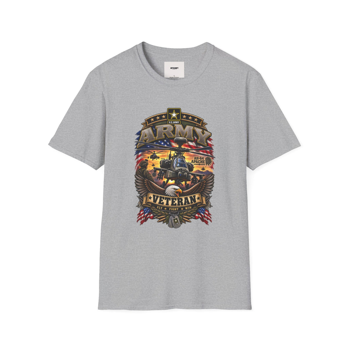 Army Veteran AH-64 Apache T-Shirt — Patriotic Military Helicopter Tee
