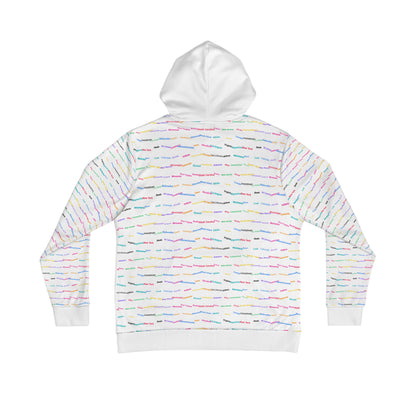Pastel Script Pattern Hoodie — Colorful Handwritten Lines All-Over Print