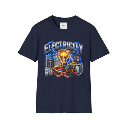 Electricity Graphic T-Shirt — Vintage Lightbulb Power Design