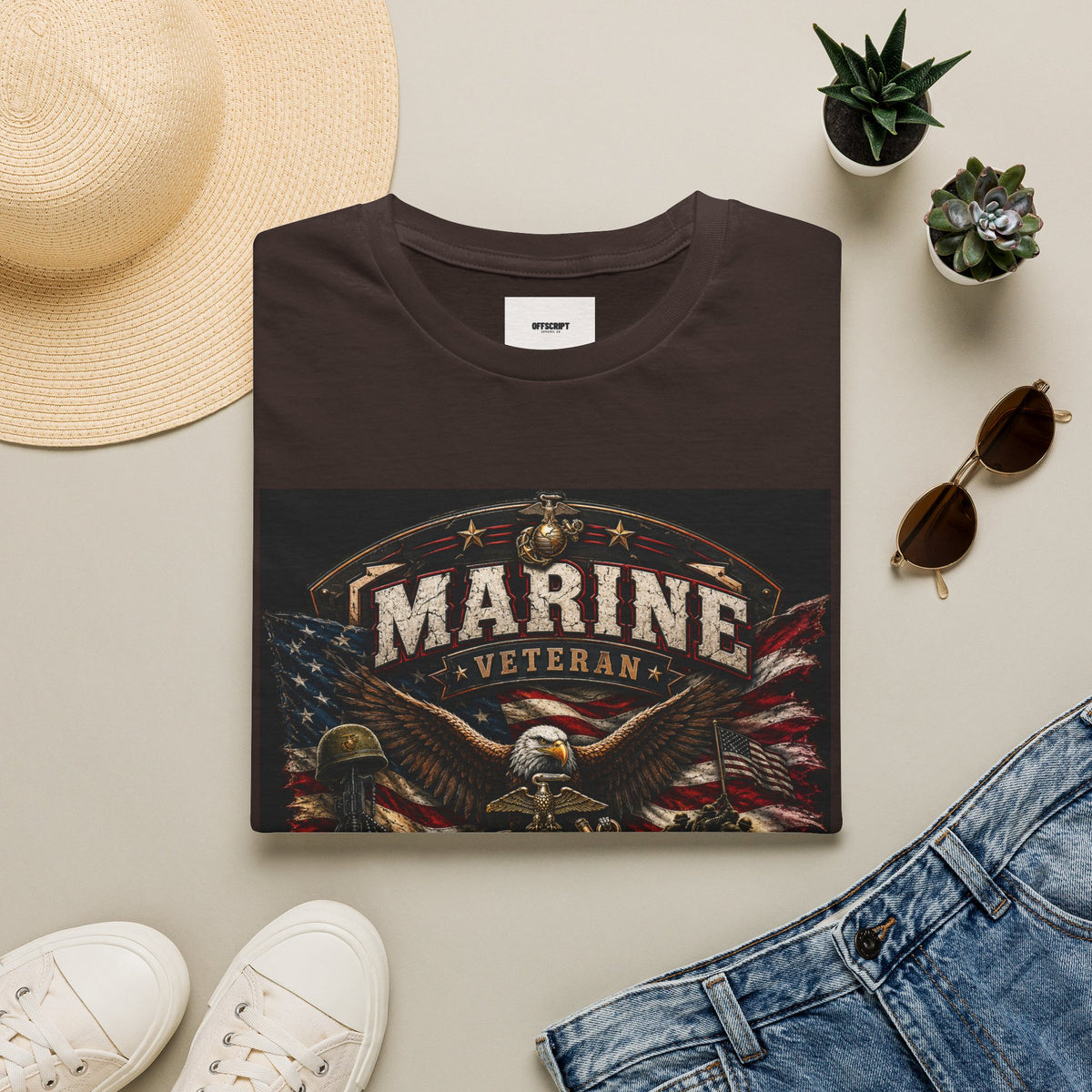 Marine Veteran T‑Shirt — Patriotic Eagle & American Flag Military Tribute
