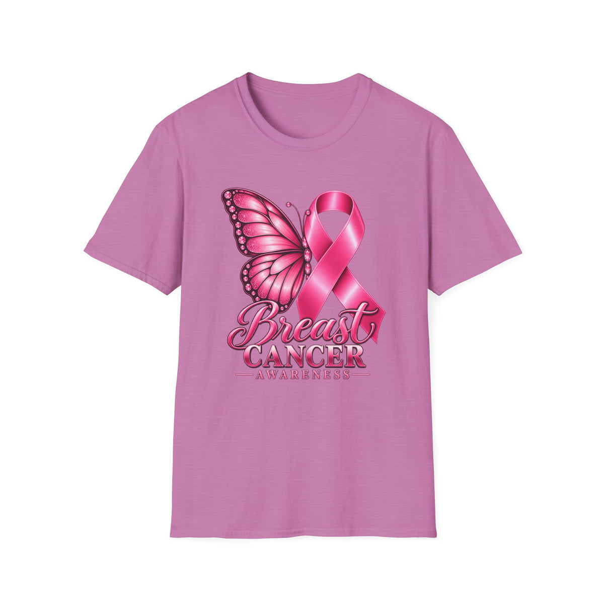 Pink Ribbon Butterfly Breast Cancer Awareness T-Shirt | Support Ribbon Tee
