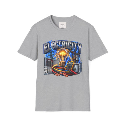 Electricity Graphic T-Shirt — Vintage Lightbulb Power Design