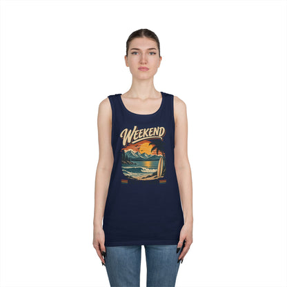 Weekend State of Mind Tank Top — Retro Beach Surf Sunset Graphic
