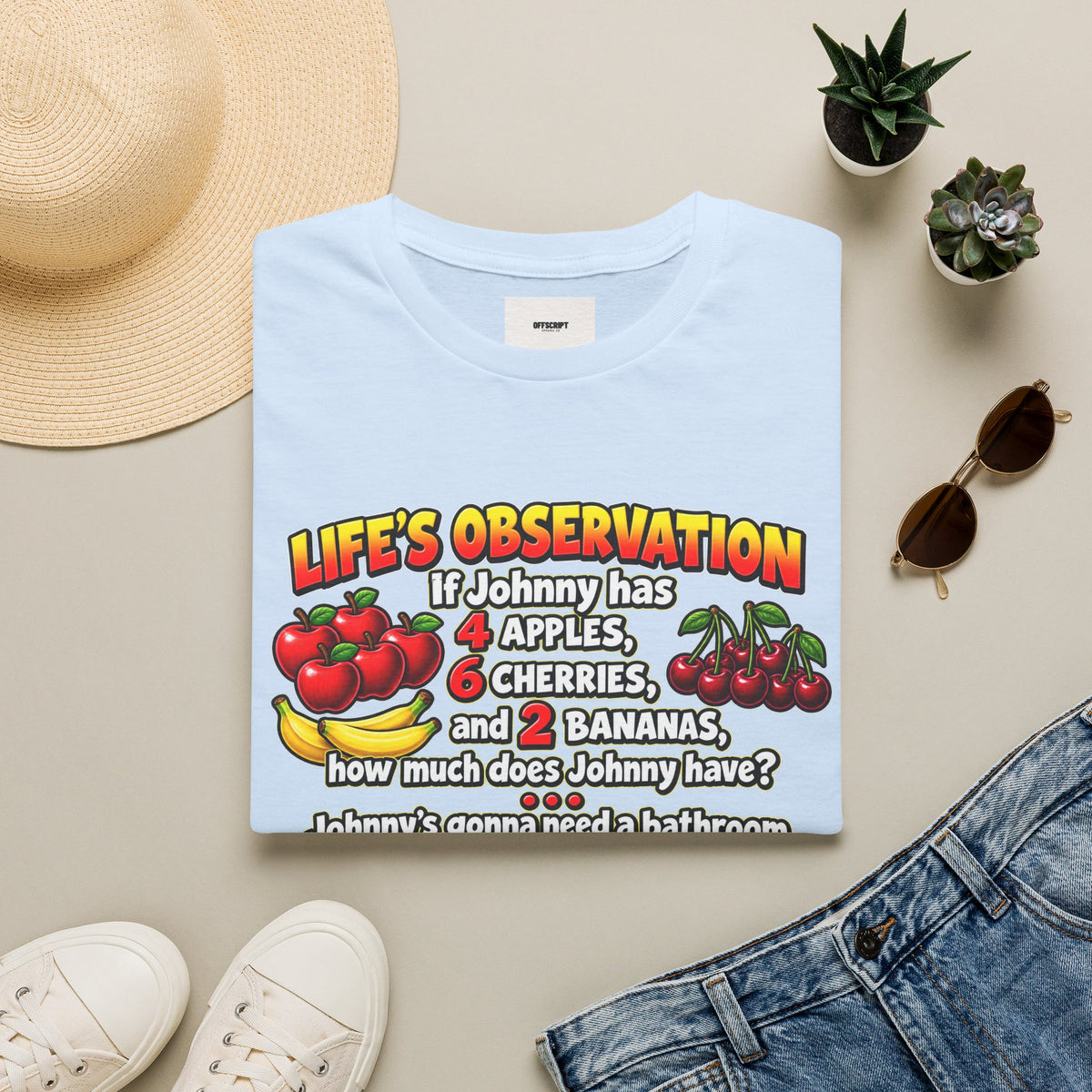 Life’s Observation Fruit Puzzle T-Shirt — Funny Johnny Math Joke Tee