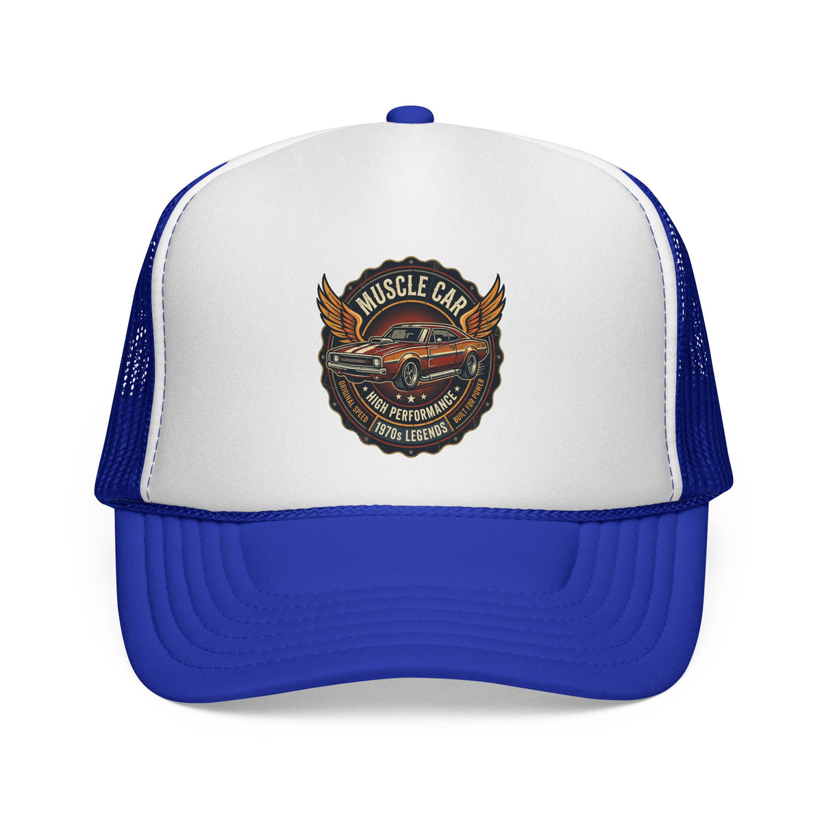 Muscle Car Emblem Trucker Cap | Vintage Hotrod Logo