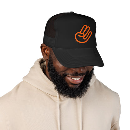 Shocker Foam Trucker Hat — Retro Orange Surf Vibe Mesh Cap