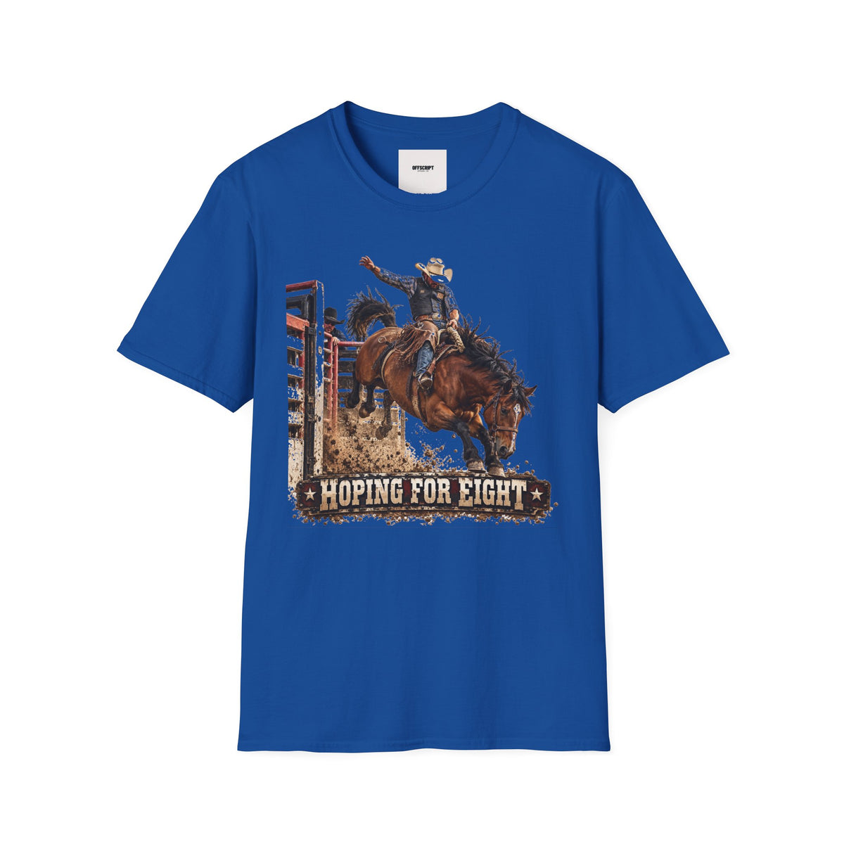Rodeo Bucking Horse T-Shirt — 'Roping for Eight' Western Cowboy Shirt