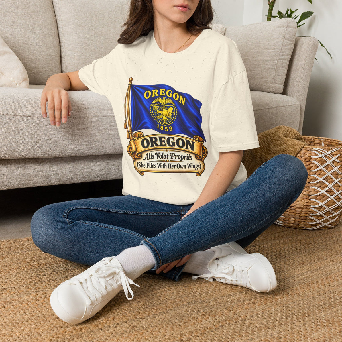 Oregon State Flag T-Shirt — 'Allis Volat Propria' Vintage Banner Tee
