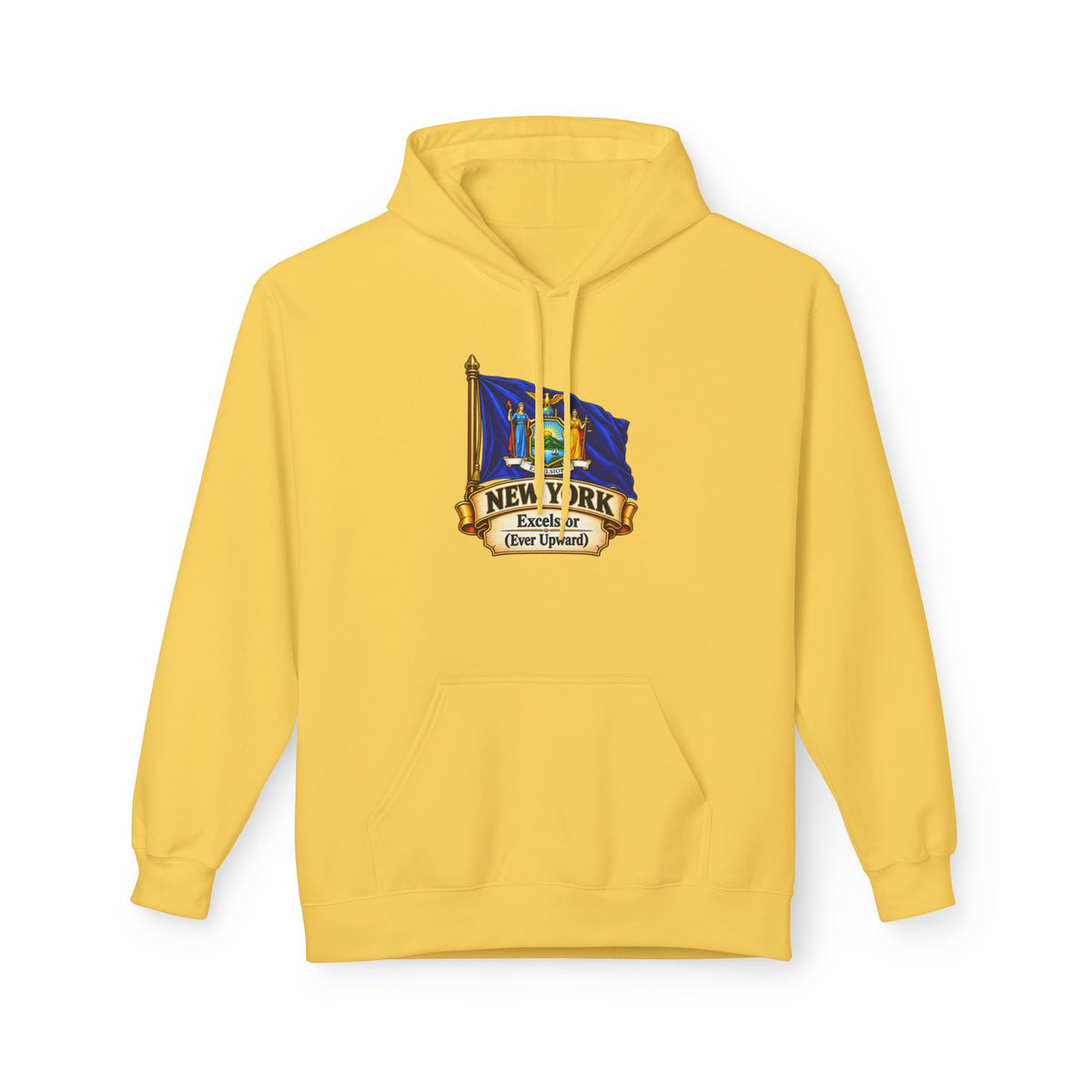 New York State Flag Hoodie – "Excelsior (Ever Upward)" Graphic Pullover