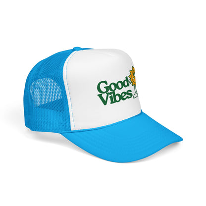 Good Vibes Sun Trucker Hat — Retro Sunny Graphic Foam Cap