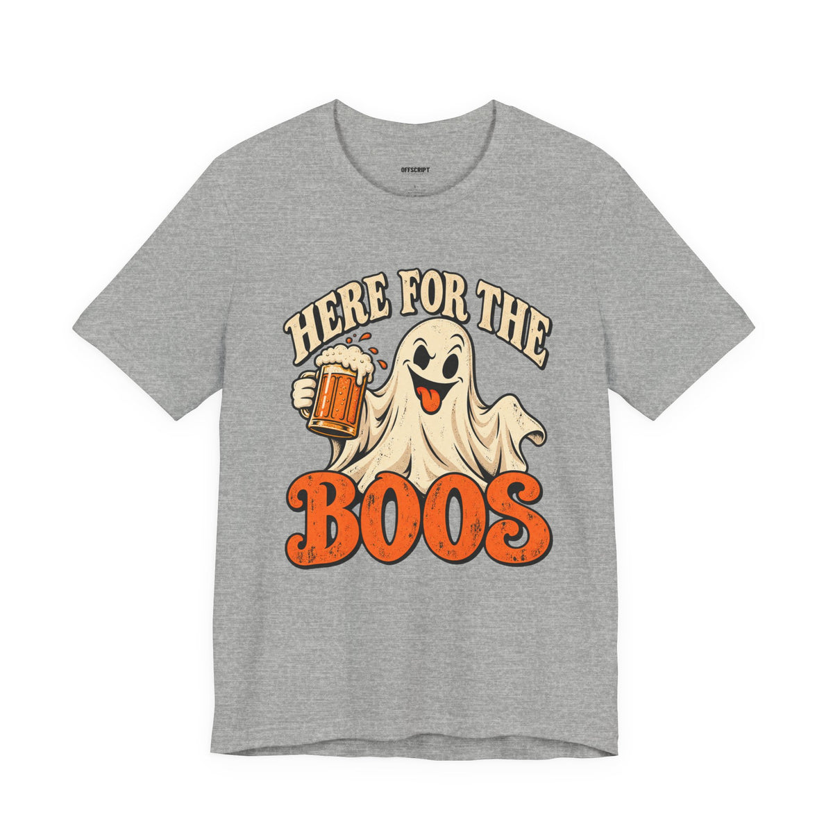 Here for the Boos Halloween T-Shirt — Ghost Drinking Beer Graphic Tee