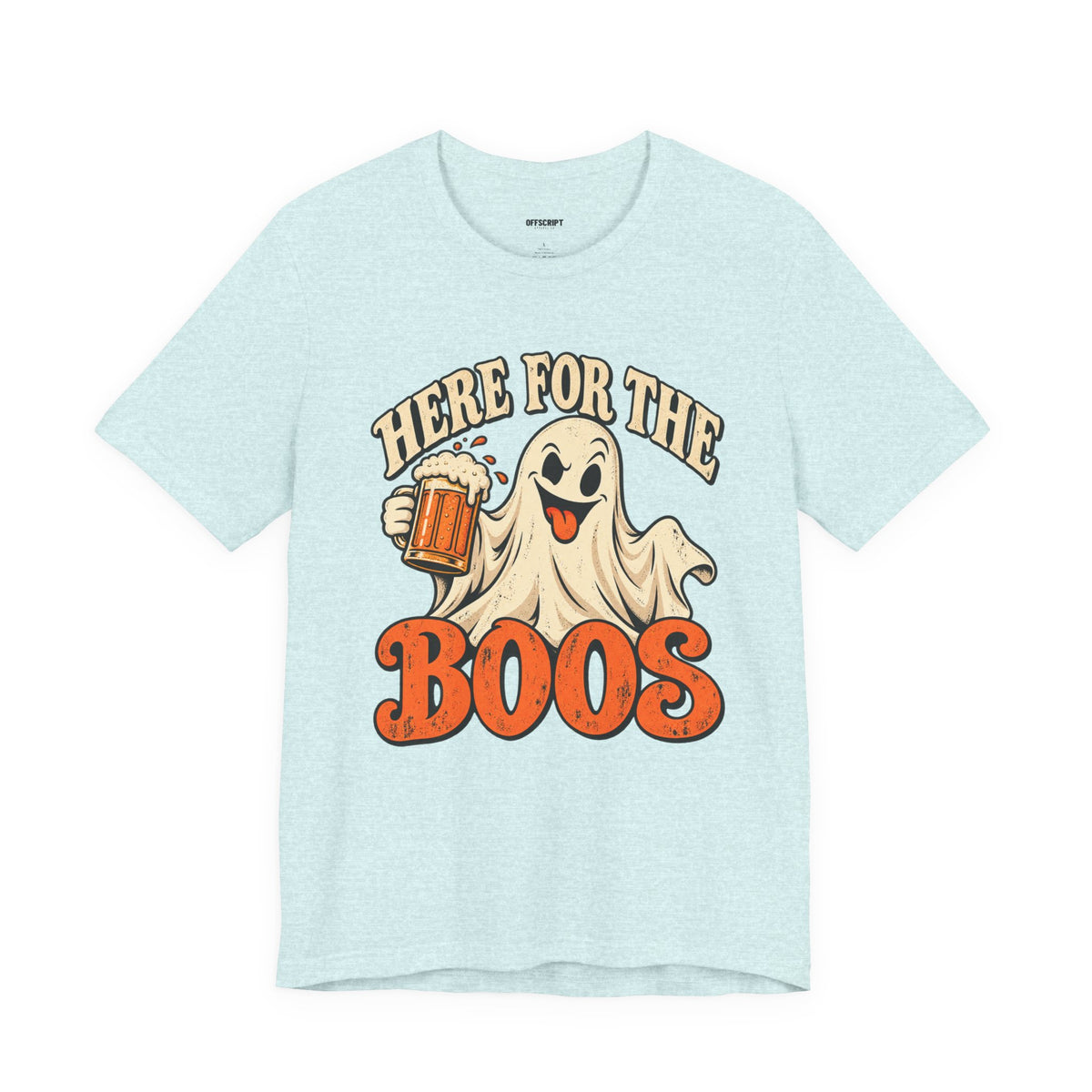 Here for the Boos Halloween T-Shirt — Ghost Drinking Beer Graphic Tee
