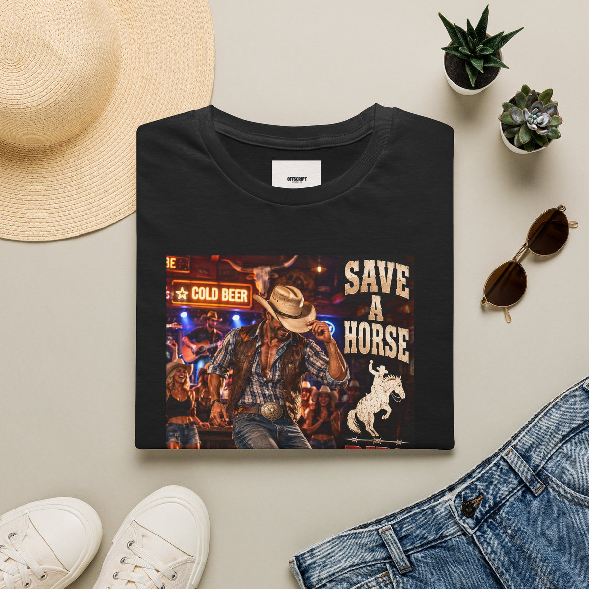 Save a Horse Ride a Cowboy T-Shirt — Country Western Cowboy Graphic Tee