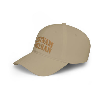 Vietnam Veteran Baseball Cap — Embroidered Gold Text Low Profile Hat for Veterans & Memorial Events