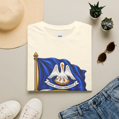 Louisiana State Flag T-Shirt — Pelican Emblem "Union, Justice & Confidence" Tee