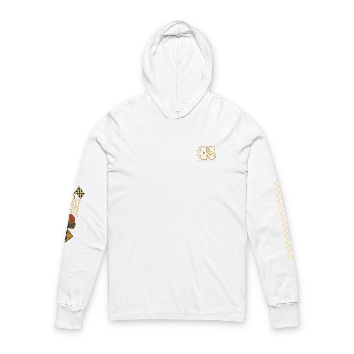 Long Sleeve Hoodie — 'Off Script' Desert Sunset Road Graphic