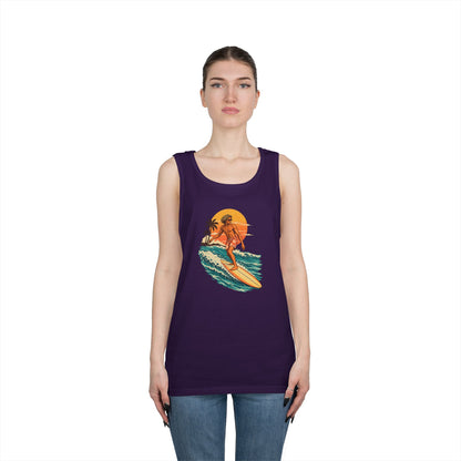 Surfing Sunset Tank — Retro Surfer Graphic Tank Top