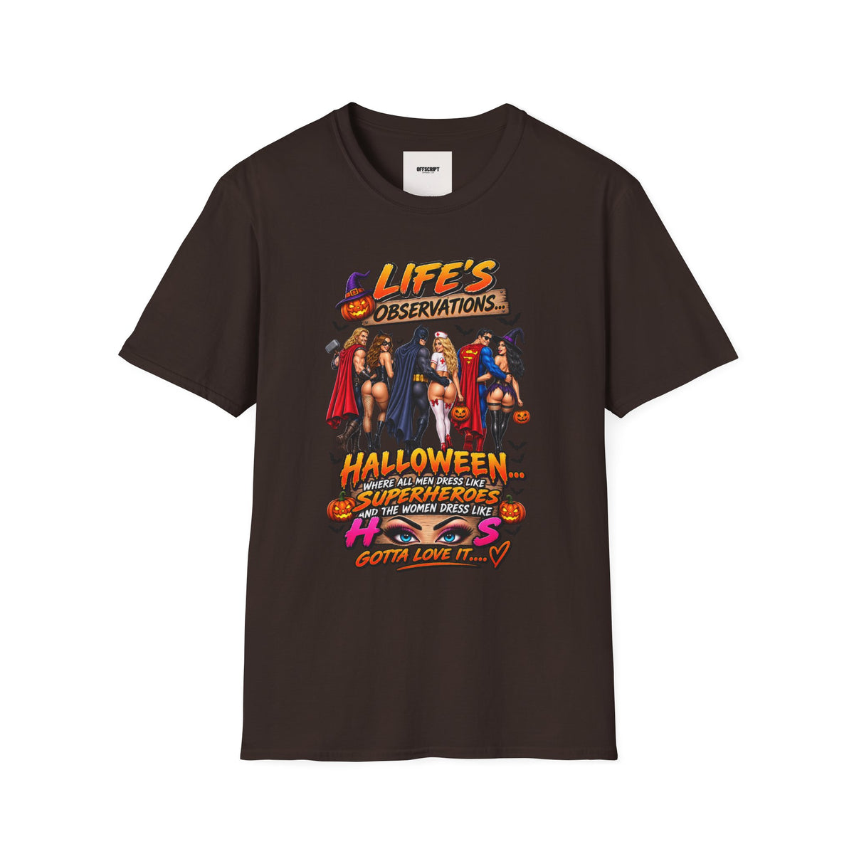 Halloween Superhero Pinup T-Shirt — "Life's Observations" Graphic Tee