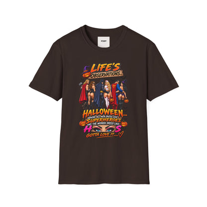 Halloween Superhero Pinup T-Shirt — "Life's Observations" Graphic Tee