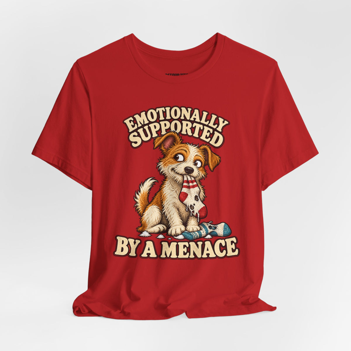 Emotionally Supported by a Menace Tee — Cute Puppy Graphic T‑Shirt