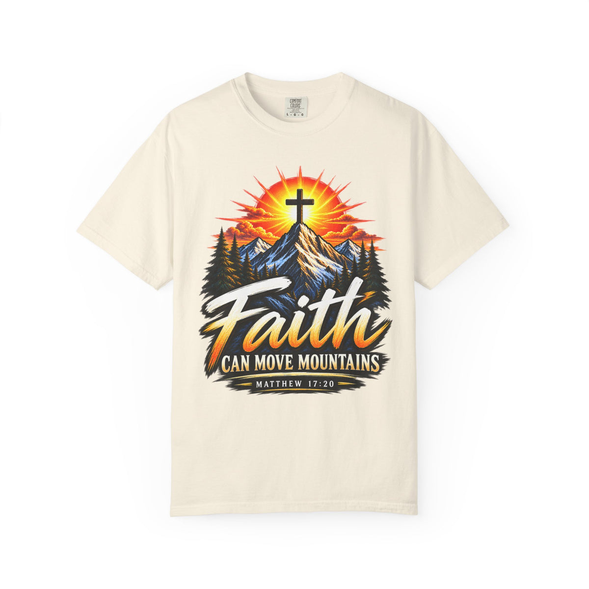 Faith Can Move Mountains T-Shirt | Christian Cross Mountain Graphic