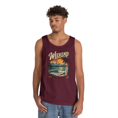 Weekend State of Mind Tank Top — Retro Beach Surf Sunset Graphic