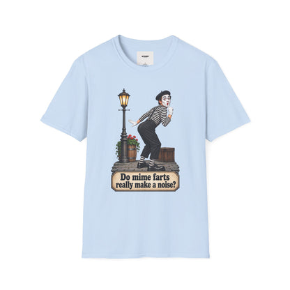Mime Graphic T-Shirt — "Do Mime Farts Really Make a Noise?" Vintage Street Performer Tee