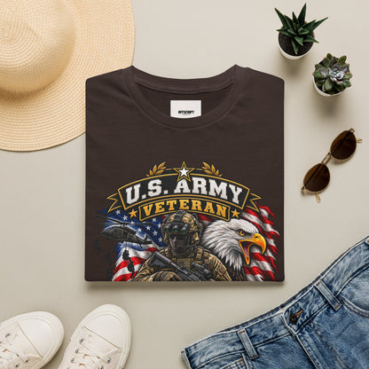 U.S. Army Veteran T-Shirt — Special Forces Eagle American Flag Design