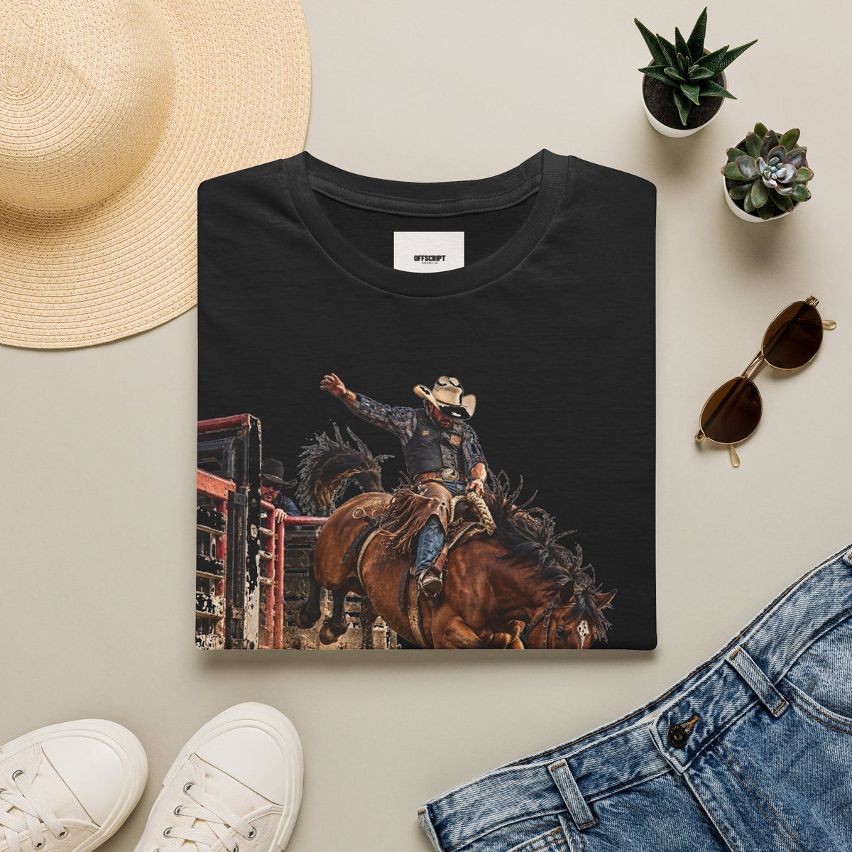 Rodeo Bucking Horse T-Shirt — 'Roping for Eight' Western Cowboy Shirt