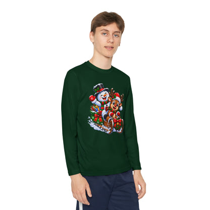 Kids' Christmas Sledding Tee — Snowman & Reindeer Holiday Long Sleeve