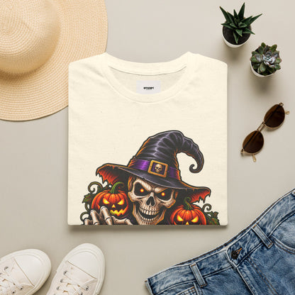 Halloween Skull Witch T-Shirt — "Trick or Treat" Pumpkin Tee