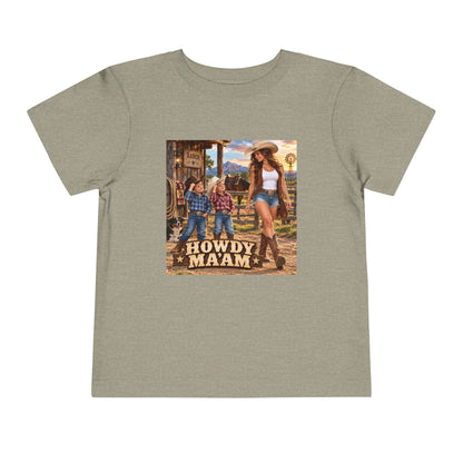 Toddler Tee — "Howdy Ma'am" Cowgirl Graphic Kids Shirt